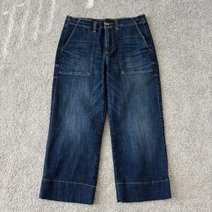 Cabi Lido Cropped Jeans‎ Size 4 Dark Wash Wide Leg High Waist Sailor